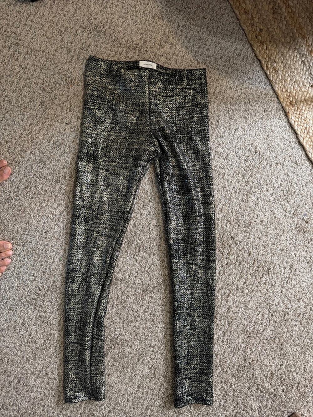 3 for $9 Adrienne black and gold leggings S EUC 2392